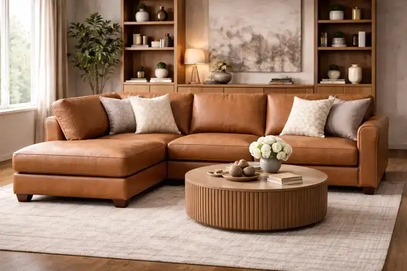After restoration: Leather Sectional Refresh